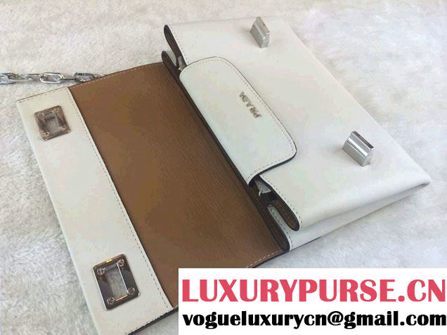 Prada Lux Calf Leather Flap Shoulder Bag BT0995 White Fall 2014
