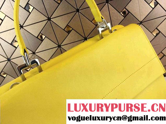 Prada Lux Calf Leather Briefcase Flap Bag BN2796 Yellow Fall 2014