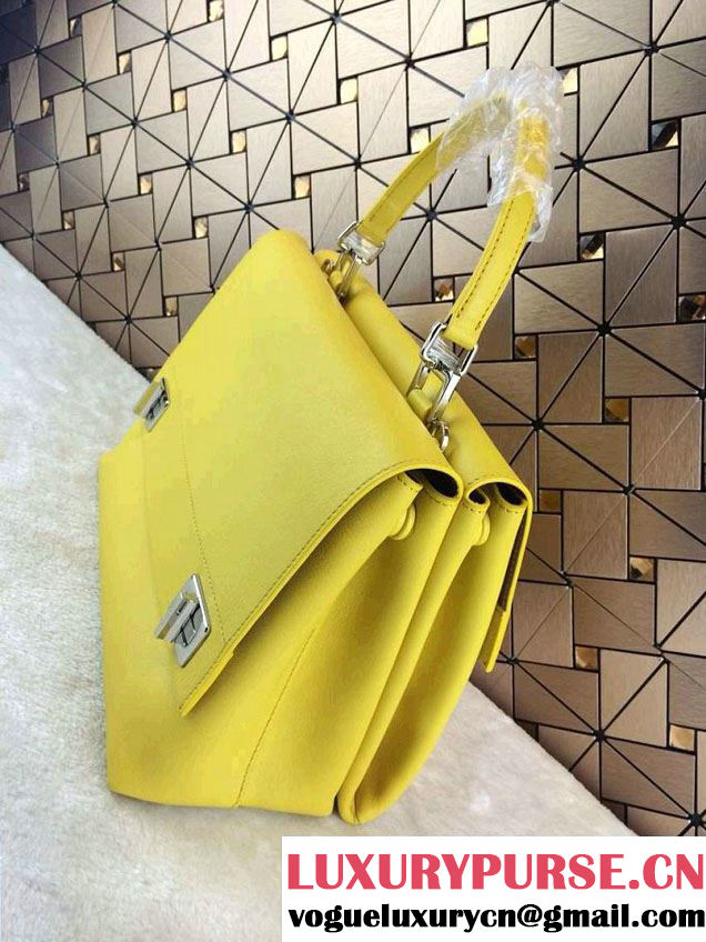 Prada Lux Calf Leather Briefcase Flap Bag BN2796 Yellow Fall 2014