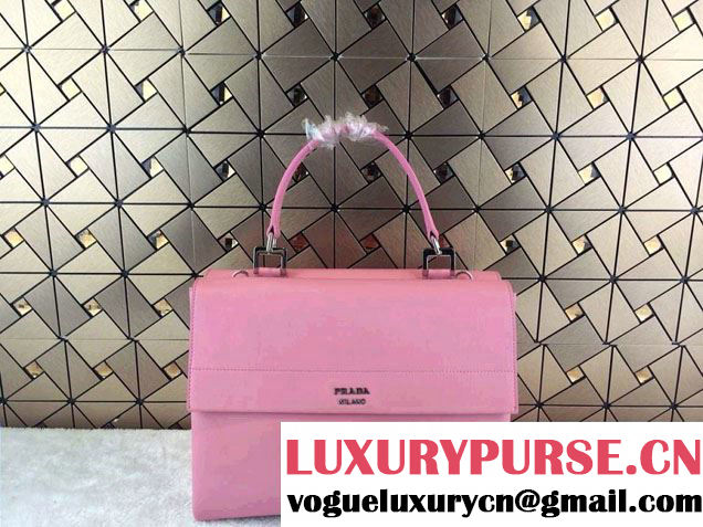 Prada Lux Calf Leather Briefcase Flap Bag BN2796 Pink Fall 2014