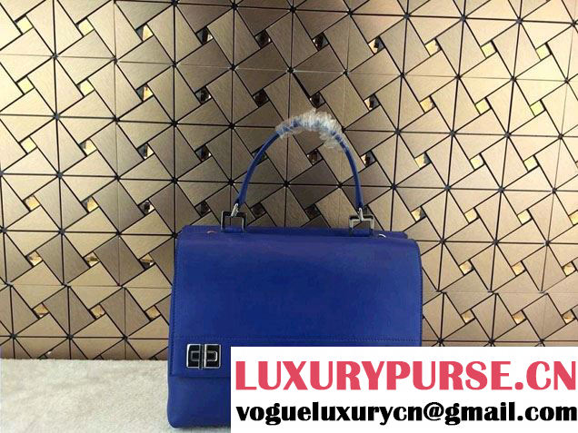 Prada Lux Calf Leather Briefcase Flap Bag BN2796 Ink Blue Fall 2014