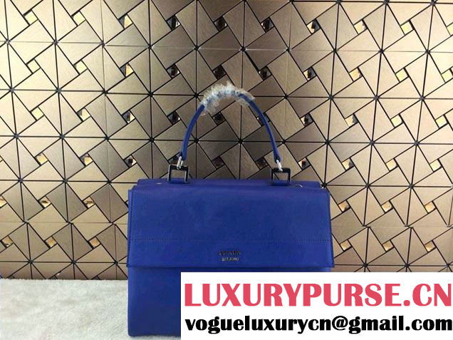 Prada Lux Calf Leather Briefcase Flap Bag BN2796 Ink Blue Fall 2014