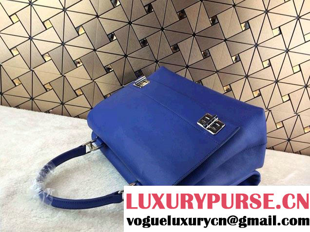 Prada Lux Calf Leather Briefcase Flap Bag BN2796 Ink Blue Fall 2014