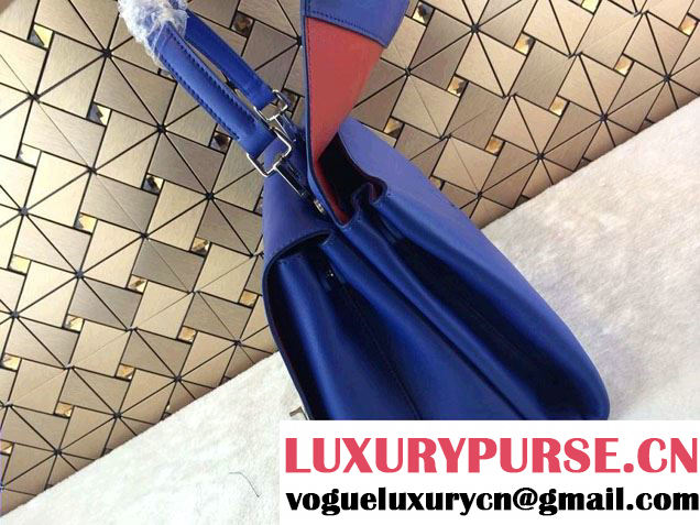 Prada Lux Calf Leather Briefcase Flap Bag BN2796 Ink Blue Fall 2014