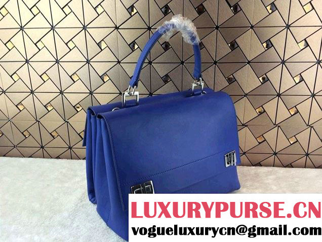 Prada Lux Calf Leather Briefcase Flap Bag BN2796 Ink Blue Fall 2014