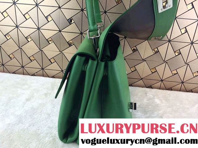 Prada Lux Calf Leather Briefcase Flap Bag BN2796 Green Fall 2014
