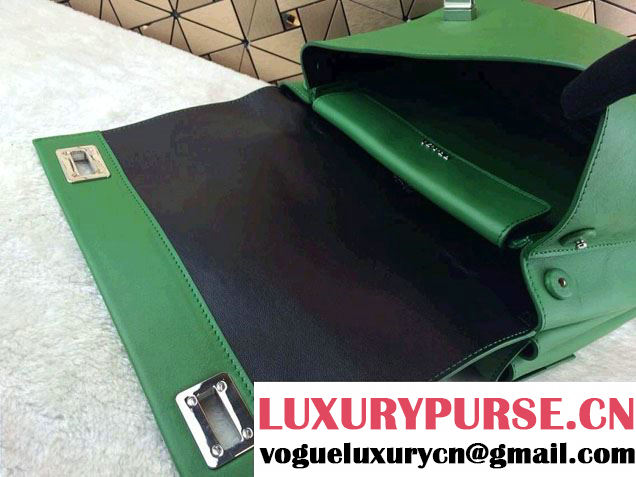 Prada Lux Calf Leather Briefcase Flap Bag BN2796 Green Fall 2014