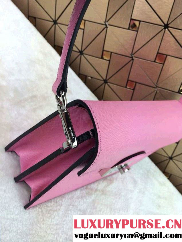 Prada Saffiano Leather Flap Shoulder Bag BN0924 Pink 2014