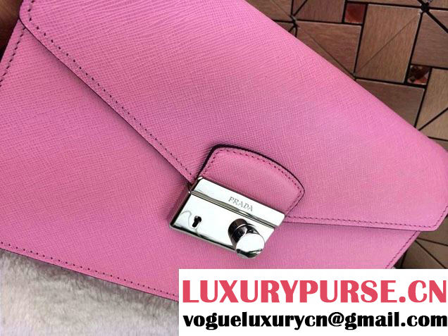 Prada Saffiano Leather Flap Shoulder Bag BN0924 Pink 2014