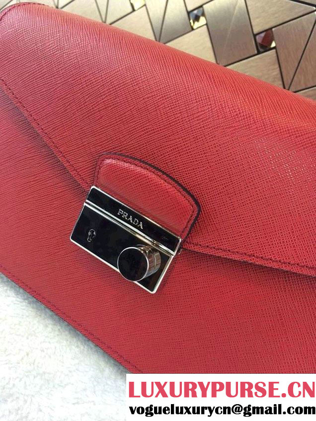 Prada Saffiano Leather Flap Shoulder Bag BN0924 Red 2014