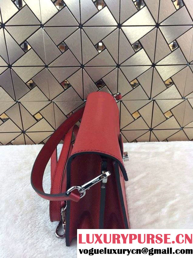 Prada Saffiano Leather Flap Shoulder Bag BN0924 Red 2014