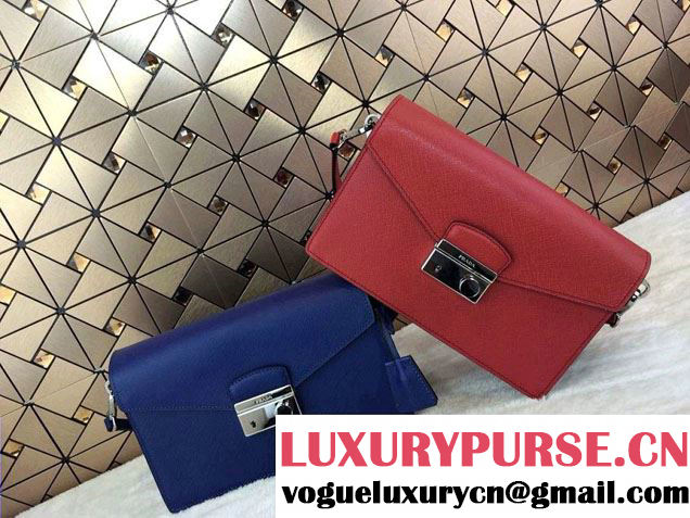 Prada Saffiano Leather Flap Shoulder Bag BN0924 Red 2014