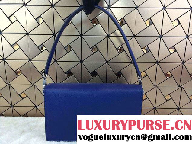 Prada Saffiano Leather Flap Shoulder Bag BN0924 Ink Blue 2014