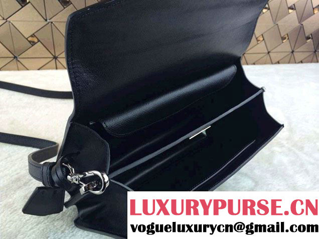 Prada Saffiano Leather Flap Shoulder Bag BN0924 Black 2014