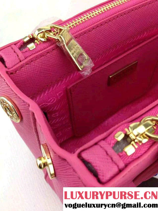 Prada Saffiano Mini Galleria Crossbody Bag Peach