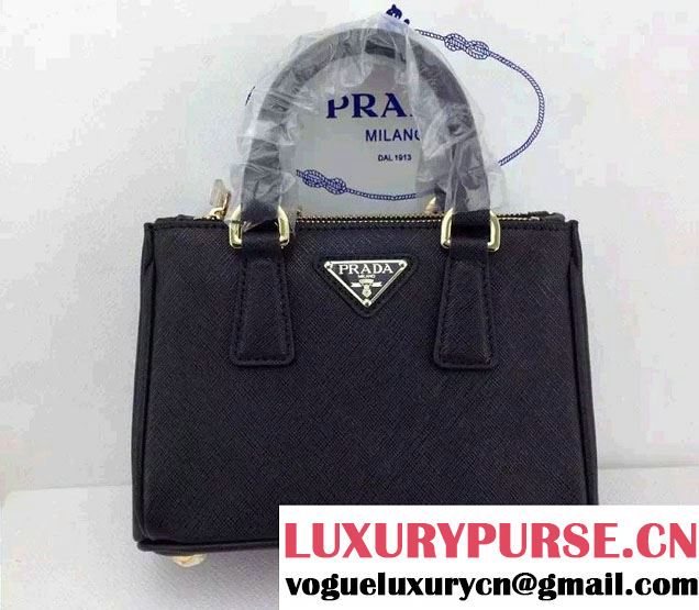 Prada Saffiano Mini Galleria Crossbody Bag Black