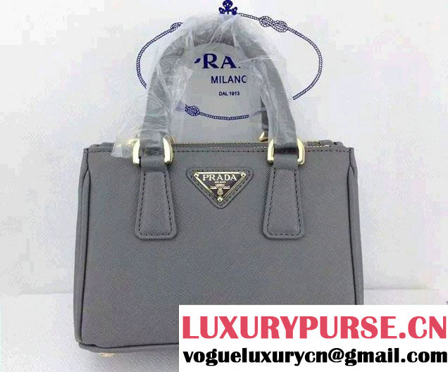 Prada Saffiano Mini Galleria Crossbody Bag Gray