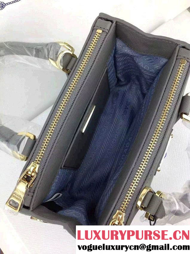 Prada Saffiano Mini Galleria Crossbody Bag Gray
