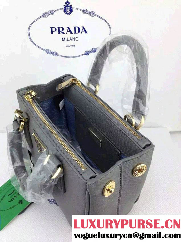 Prada Saffiano Mini Galleria Crossbody Bag Gray