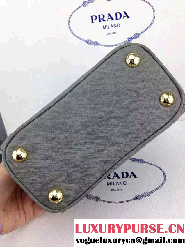 Prada Saffiano Mini Galleria Crossbody Bag Gray