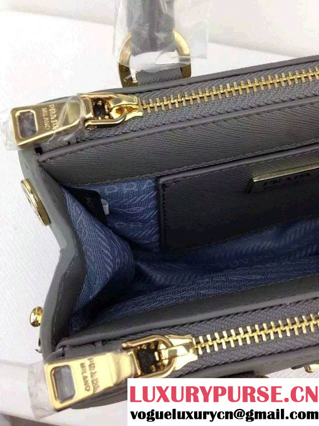 Prada Saffiano Mini Galleria Crossbody Bag Gray