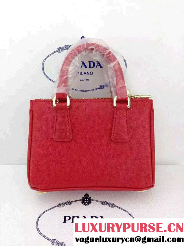 Prada Saffiano Mini Galleria Crossbody Bag Red
