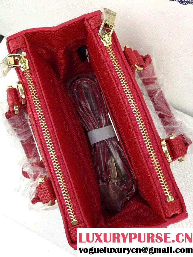 Prada Saffiano Mini Galleria Crossbody Bag Red