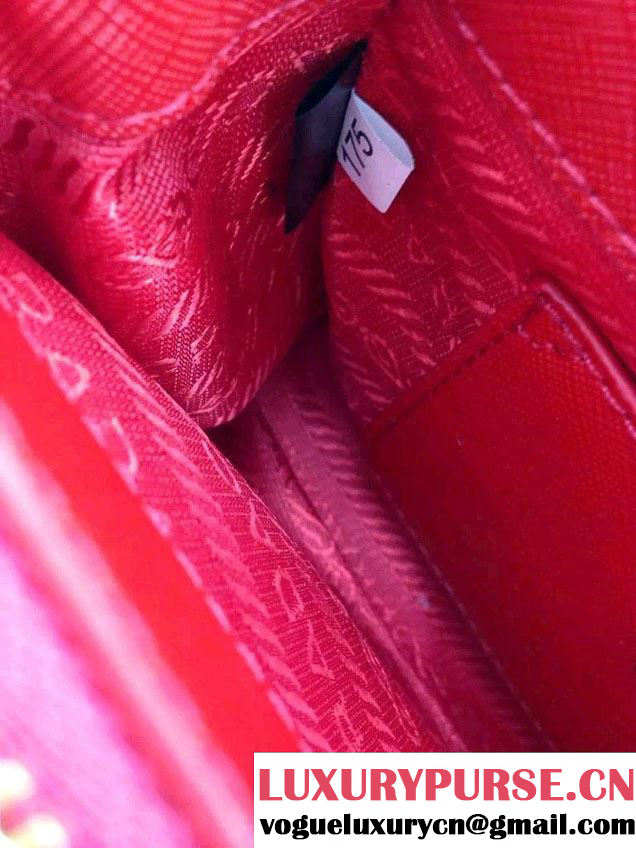 Prada Saffiano Mini Galleria Crossbody Bag Red