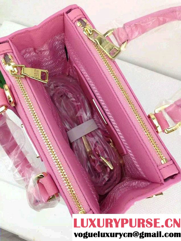 Prada Saffiano Mini Galleria Crossbody Bag Pink