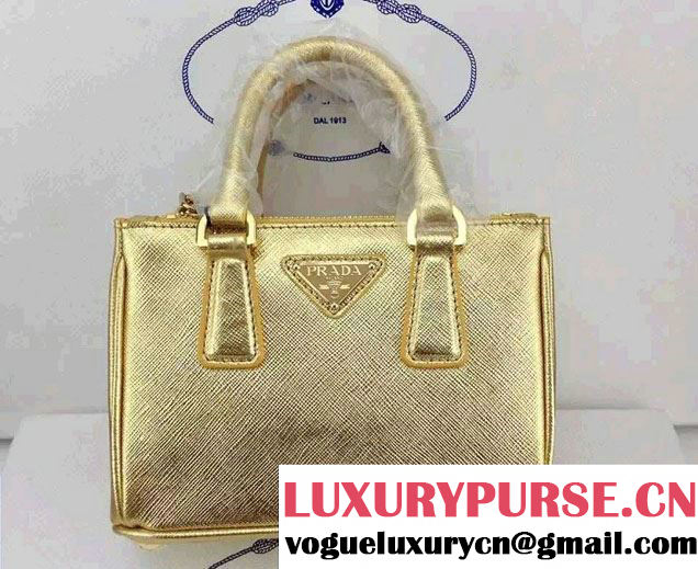 Prada Saffiano Mini Galleria Crossbody Bag Gold