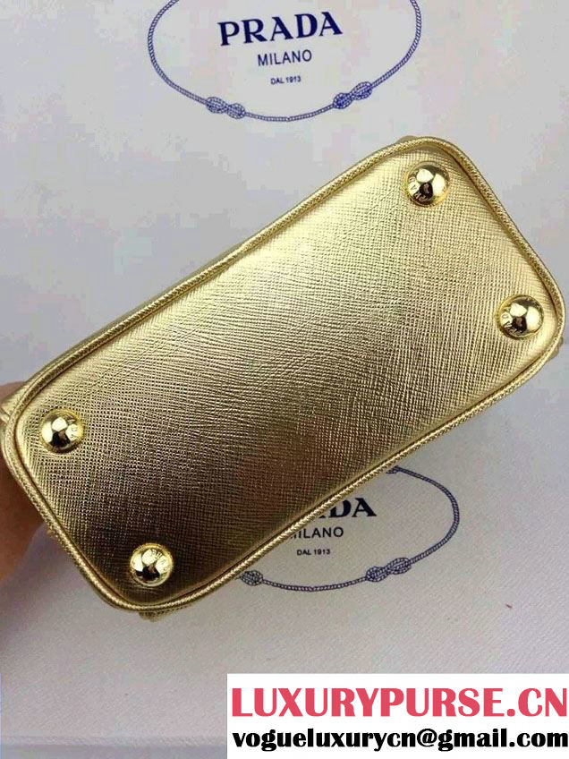 Prada Saffiano Mini Galleria Crossbody Bag Gold