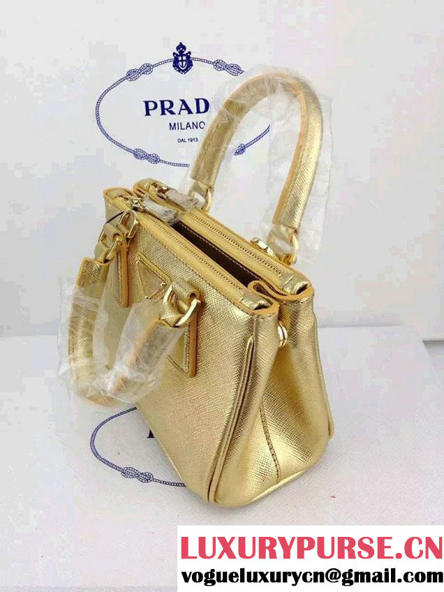 Prada Saffiano Mini Galleria Crossbody Bag Gold
