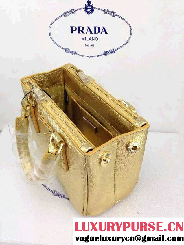 Prada Saffiano Mini Galleria Crossbody Bag Gold