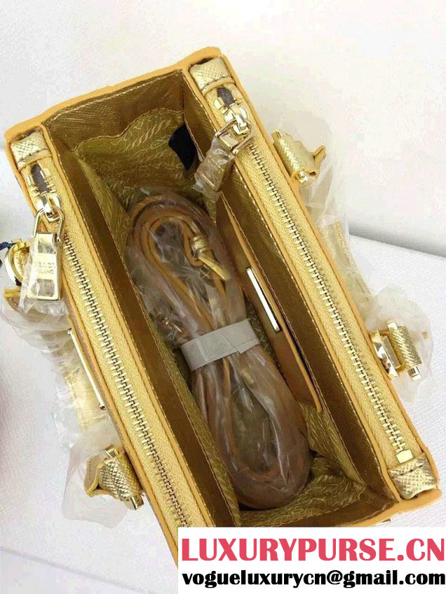 Prada Saffiano Mini Galleria Crossbody Bag Gold