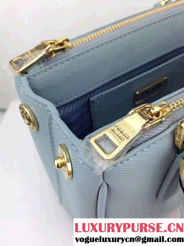 Prada Saffiano Mini Galleria Crossbody Bag Light Blue