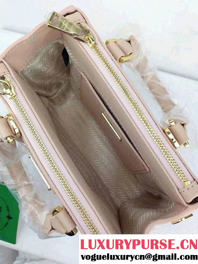 Prada Saffiano Mini Galleria Crossbody Bag Nude Pink