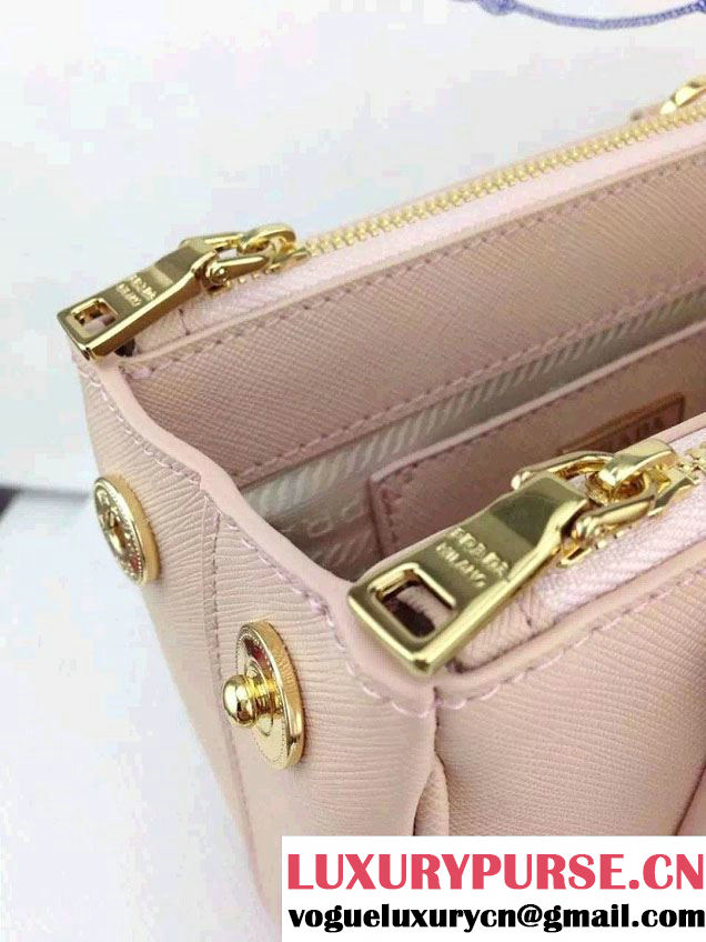Prada Saffiano Mini Galleria Crossbody Bag Nude Pink