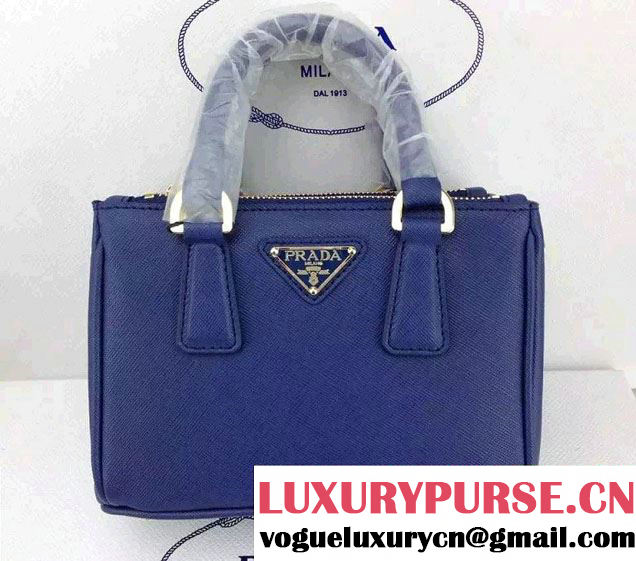 Prada Saffiano Mini Galleria Crossbody Bag Blue