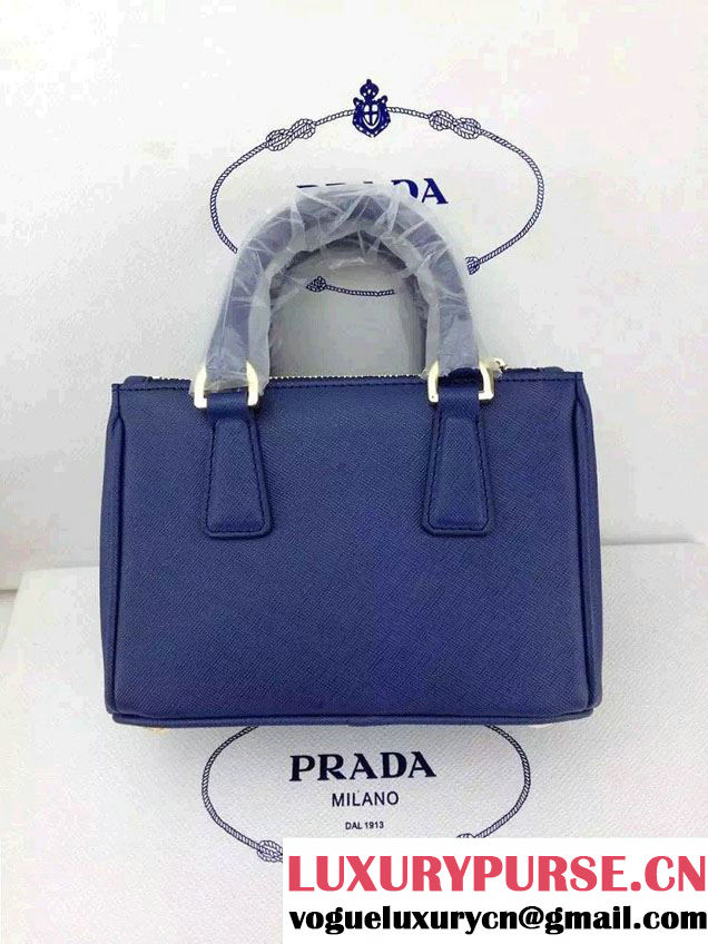 Prada Saffiano Mini Galleria Crossbody Bag Blue