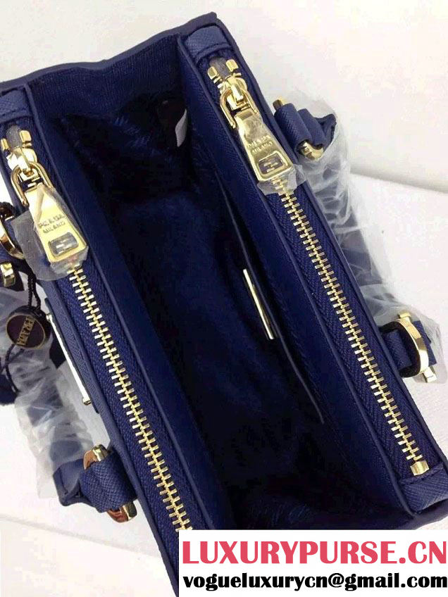 Prada Saffiano Mini Galleria Crossbody Bag Blue