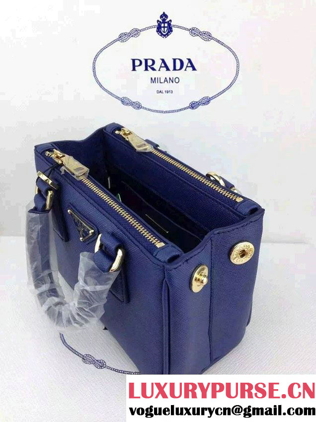 Prada Saffiano Mini Galleria Crossbody Bag Blue