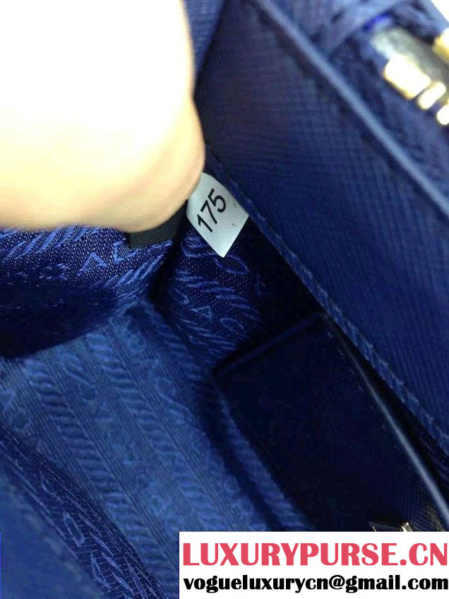 Prada Saffiano Mini Galleria Crossbody Bag Blue