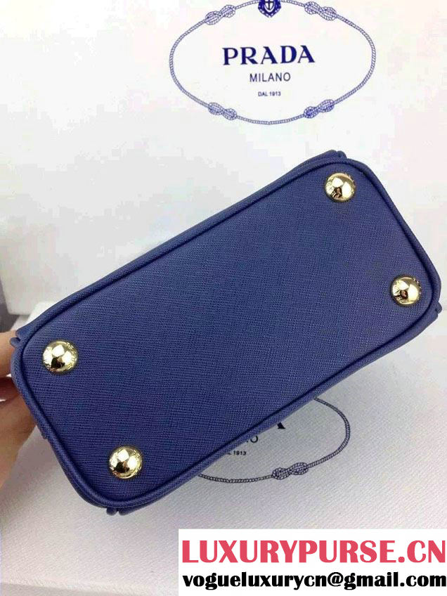 Prada Saffiano Mini Galleria Crossbody Bag Blue