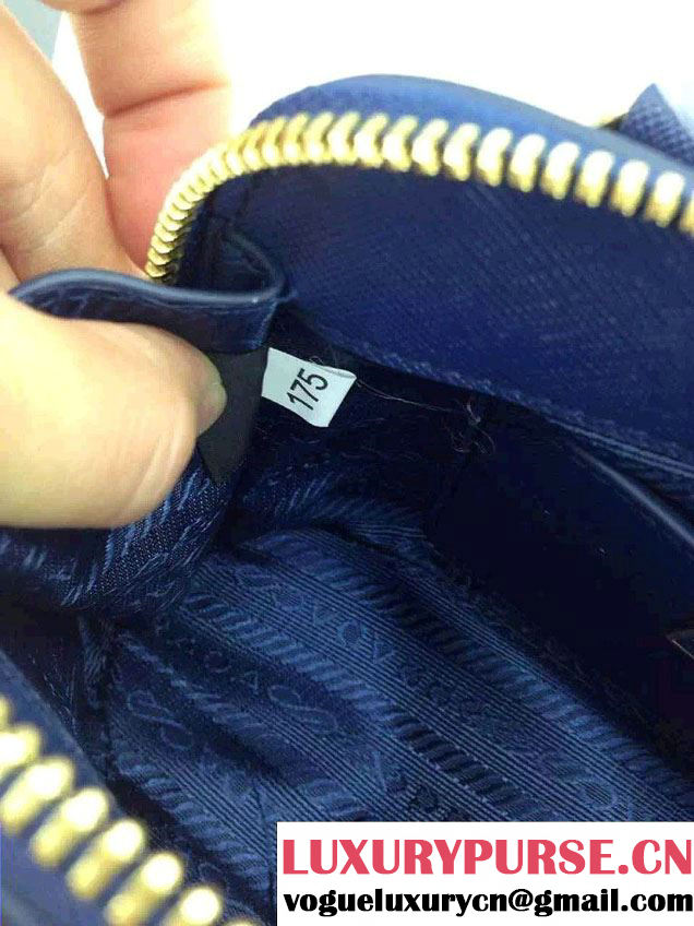 Prada Mini Saffiano Promenade Shoulder Bag Blue