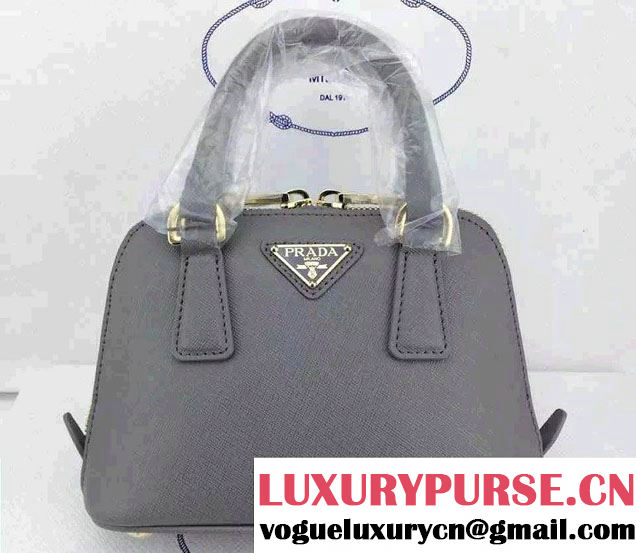 Prada Mini Saffiano Promenade Shoulder Bag Gray