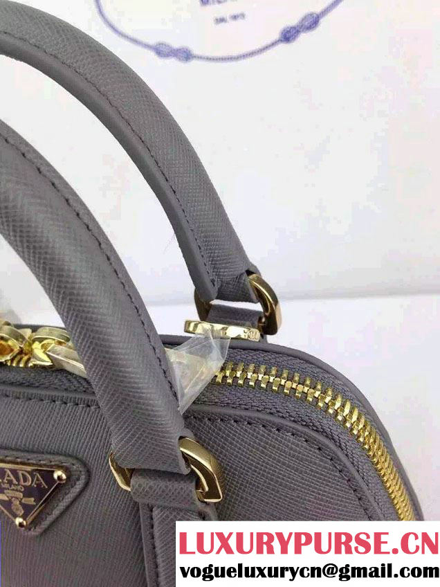 Prada Mini Saffiano Promenade Shoulder Bag Gray