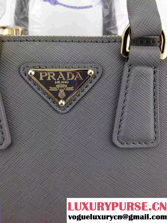 Prada Mini Saffiano Promenade Shoulder Bag Gray