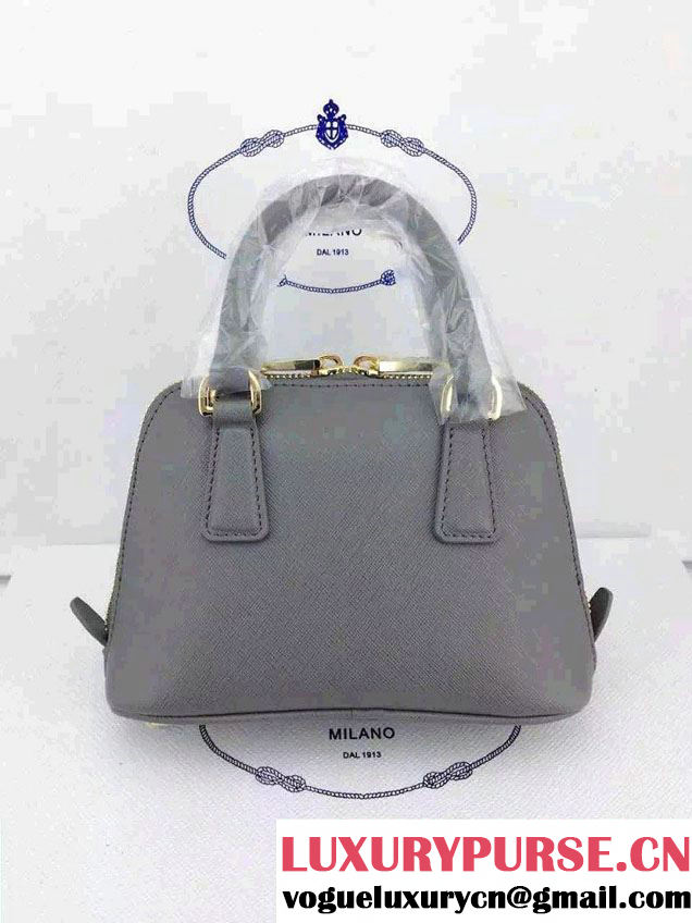 Prada Mini Saffiano Promenade Shoulder Bag Gray