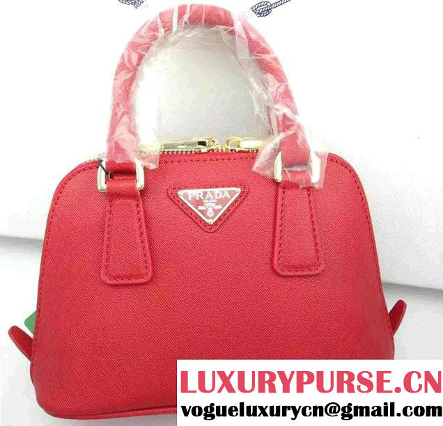 Prada Mini Saffiano Promenade Shoulder Bag Red