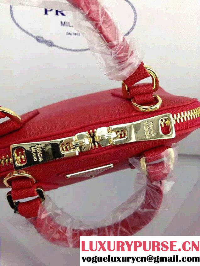 Prada Mini Saffiano Promenade Shoulder Bag Red